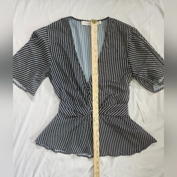 NWT Bishop Young Striped Casual Short Sleeve Womens Blouse XS - Picture 6 of 12